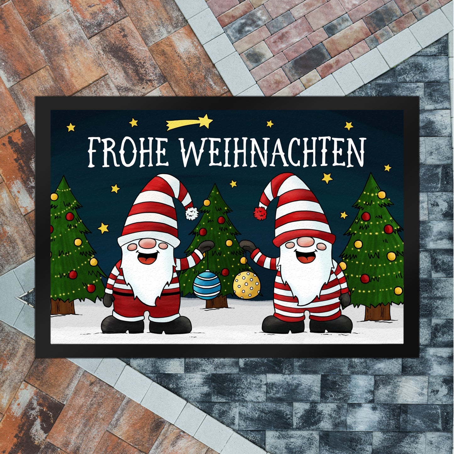 Frohe Weihnachten Fußmatte XL mit Wichtel Motiv