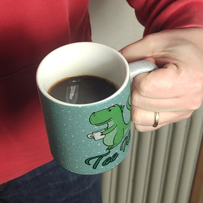 Tee Rex Glitzer-Kaffeebecher mit Dinosaurier mit Tasse Motiv