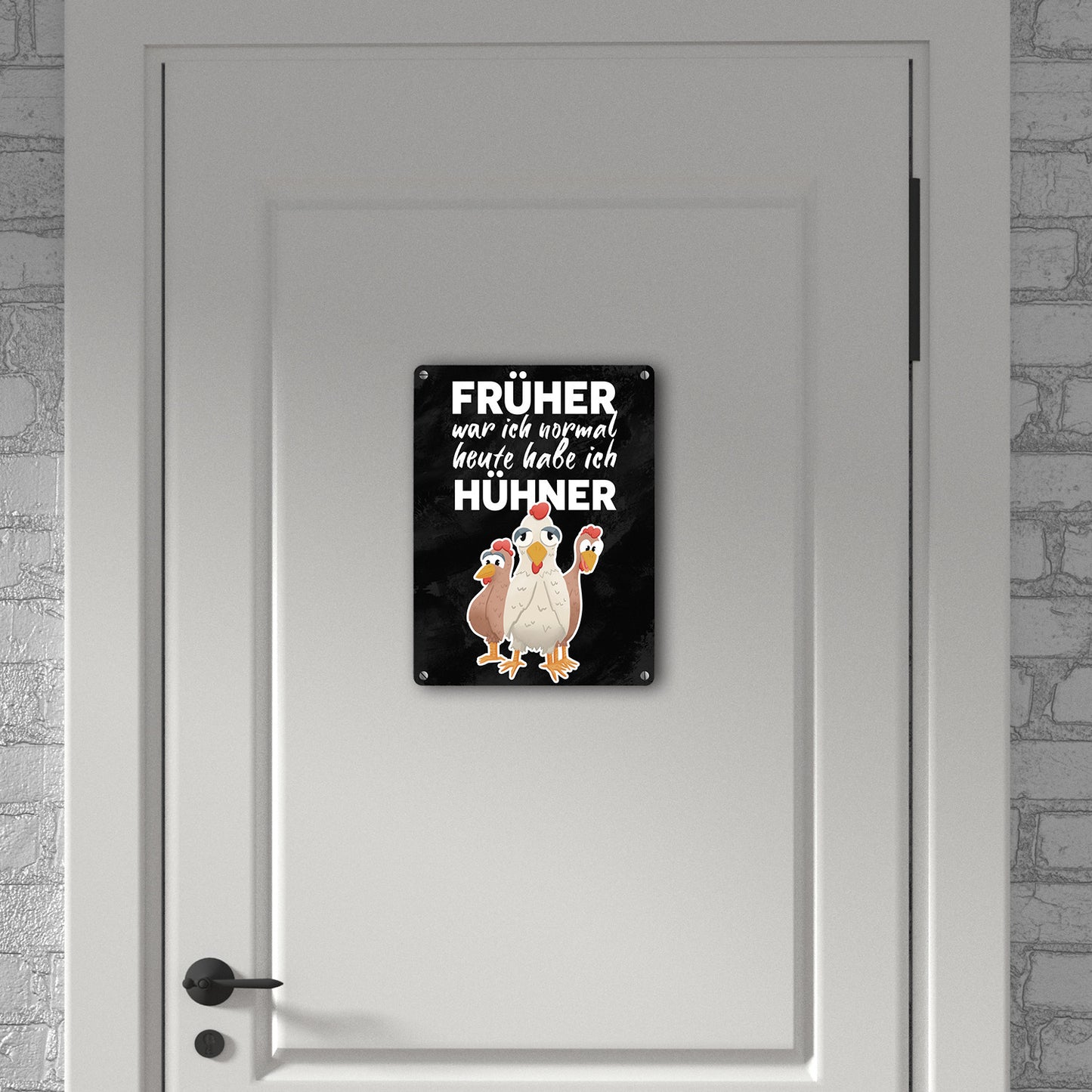 Früher war ich normal heute habe ich Hühner Metallschild in 15x20 cm für Hühnerhalter