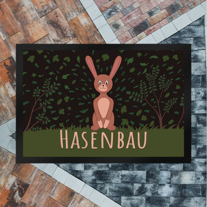 Hasenbau Fußmatte XL in 40x60 cm mit niedlichem Hasen