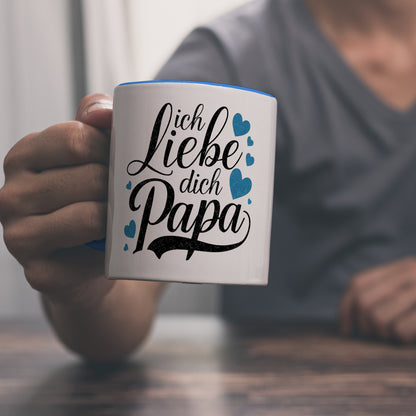 Ich Liebe Dich Papa Kaffeebecher in hellblau