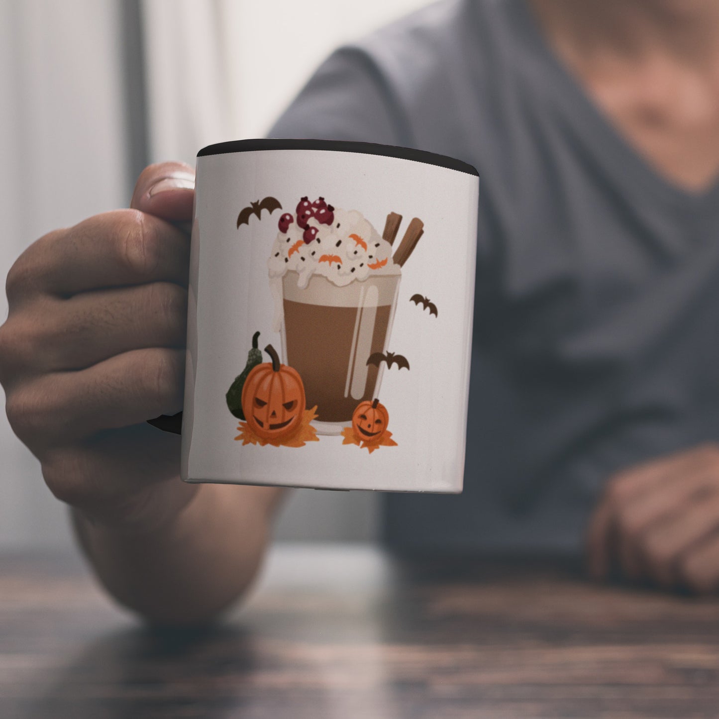 Pumpkin Spice Latte Kaffeebecher Schwarz für Halloween