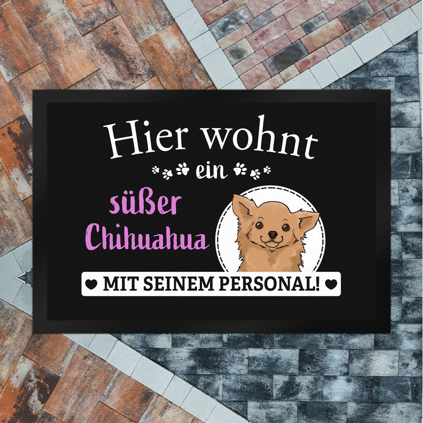 Hier wohnt ein Chihuahua mit seinem Personal Fußmatte XL in 40x60 cm