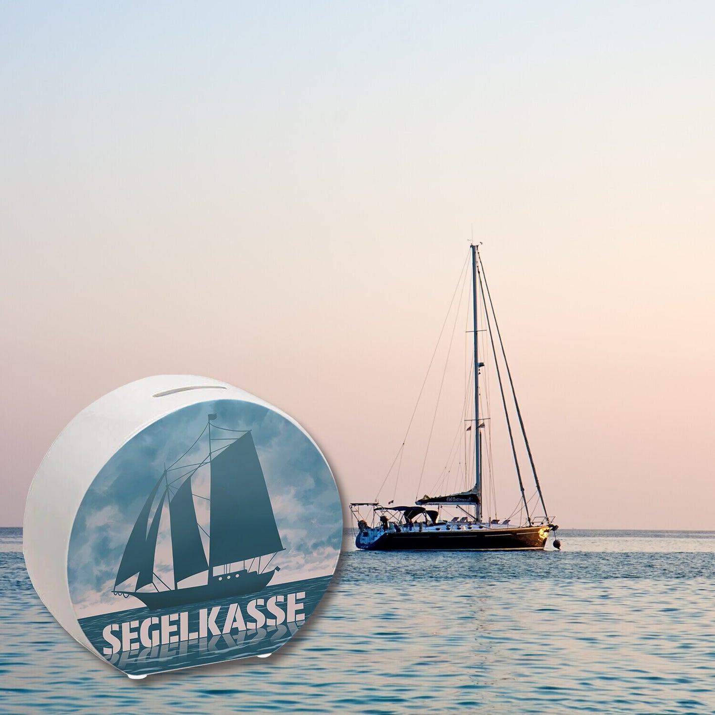 Segelkasse Spardose mit Segelschiff