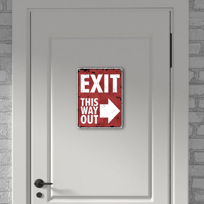 Exit this way out Metallschild in 15x20 cm mit Pfeil nach rechts