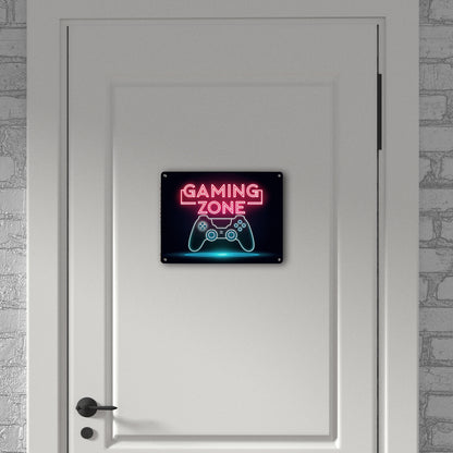 Gaming Zone Controller Fußmatte in Metallschild XL in 21x28 cm