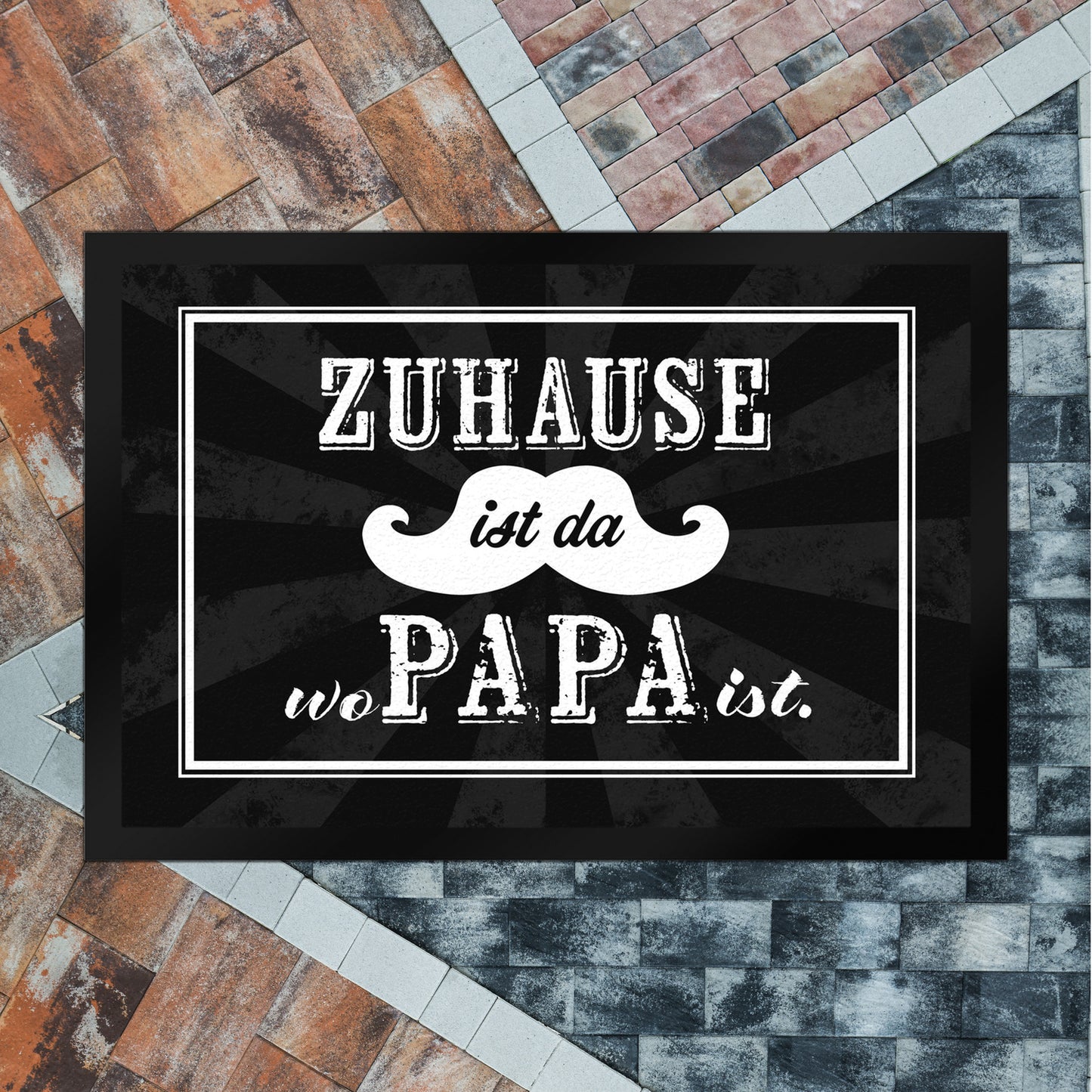 Zuhause ist da wo Papa ist Fußmatte XL in 40x60 cm mit Schnauzer