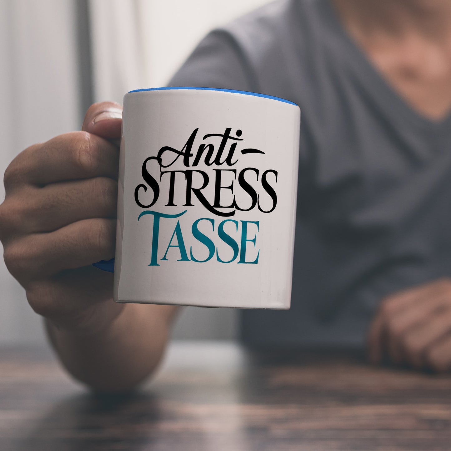 Anti-Stress Tasse Kaffeebecher in hellblau für Ruhe