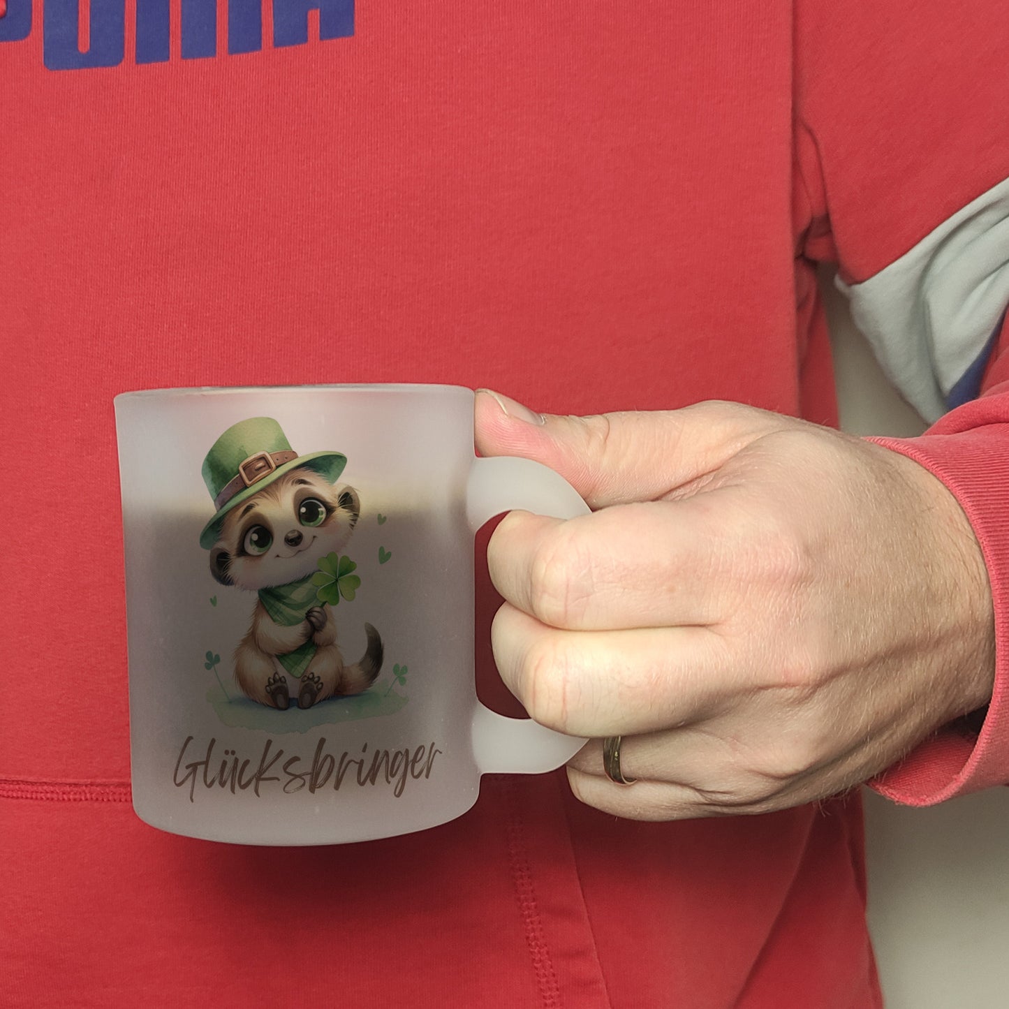 Erdmännchen Glücksbringer Glas Tasse