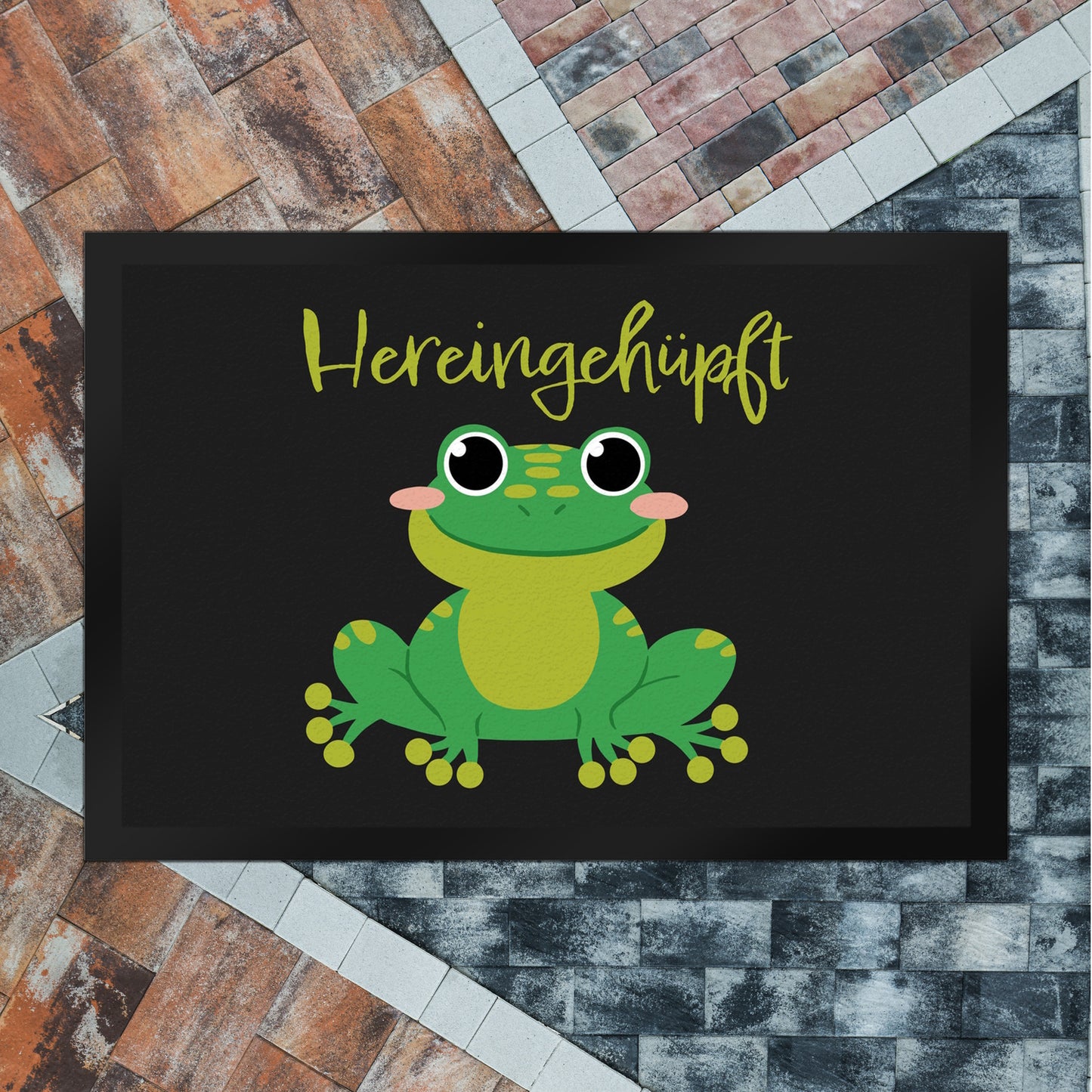 Hereingehüpft Fußmatte XL in 40x60 cm mit süßem Frosch