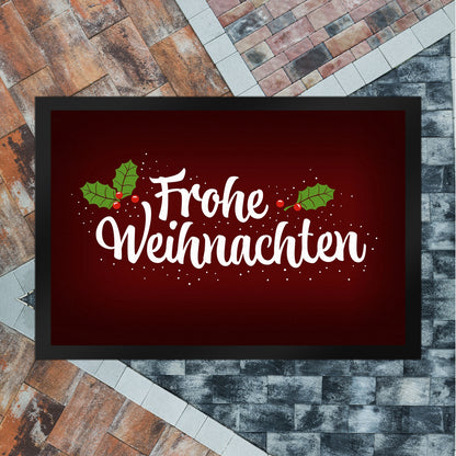 Frohe Weihnachten Fußmatte XL mit Blätter und Beeren Motiv