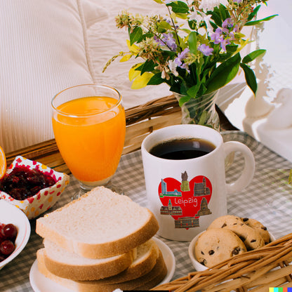 Leipzig Kaffeebecher mit Herz und Sehenswürdigkeiten