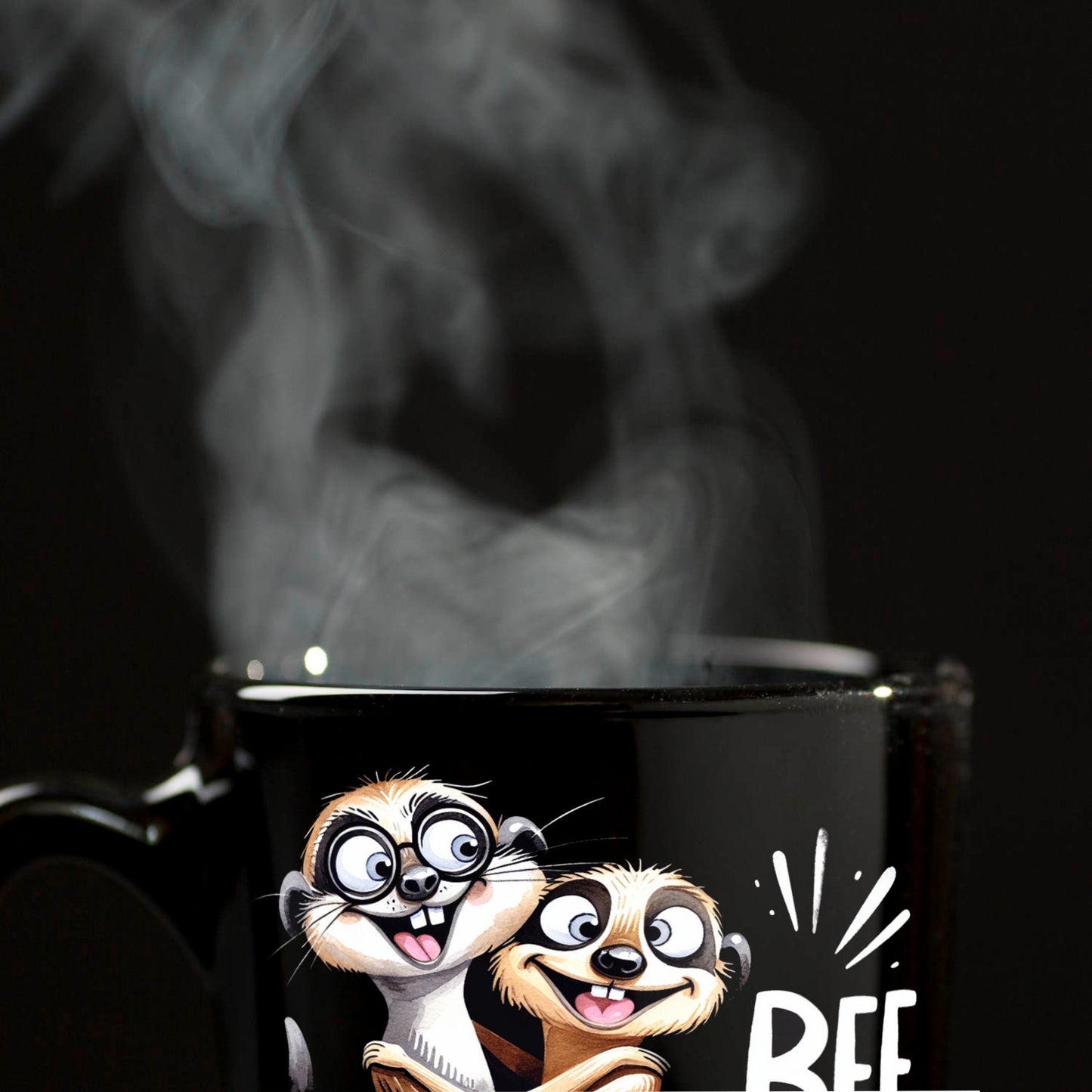 Verrückte Erdmännchen Freundschaft Tasse in Schwarz mit Spruch BFF - Best friends forever