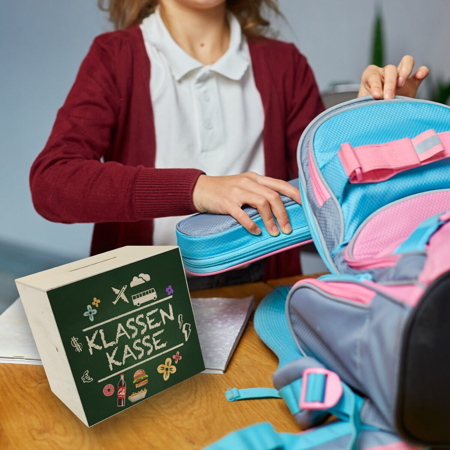 Klassenkasse für die Schule Spardose aus Holz