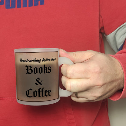 Büchernarr Glas Tasse im Buchdesign mit Spruch