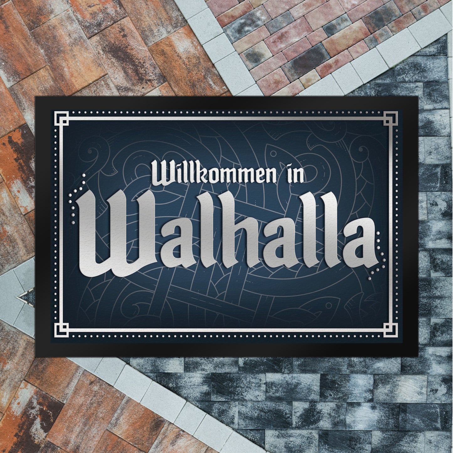 Willkommen in Walhalla Fußmatte XL mit Runen Motiv