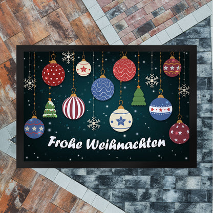 Frohe Weihnachten Fußmatte XL mit Christbaumkugeln Motiv