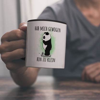 Hab mich gewogen bin zu klein Kaffeebecher Schwarz mit süßem Panda