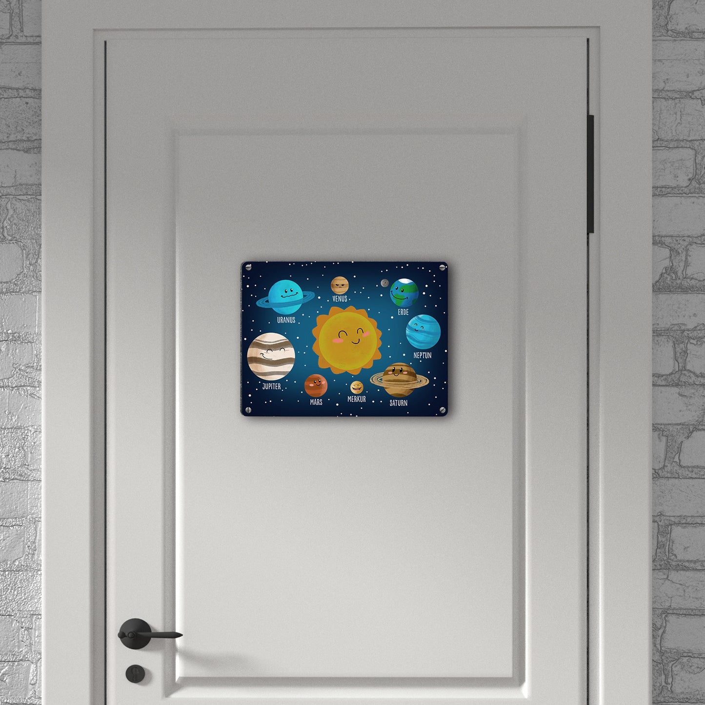 Sonnensystem Metallschild in 15x20 cm mit niedlichen Planeten