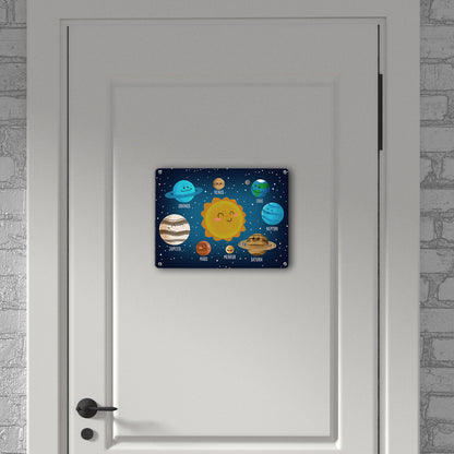 Sonnensystem Metallschild in 15x20 cm mit niedlichen Planeten