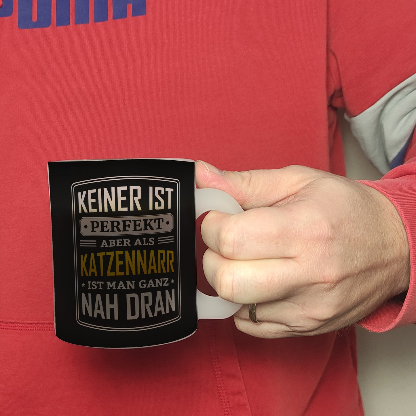 Keiner ist perfekt, aber als Katzennarr ist man ganz nah dran Glas Tasse mit Retro Motiv