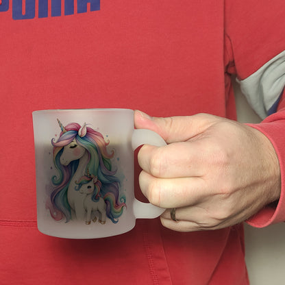 Einhorn-Mama mit Kind Glas Tasse