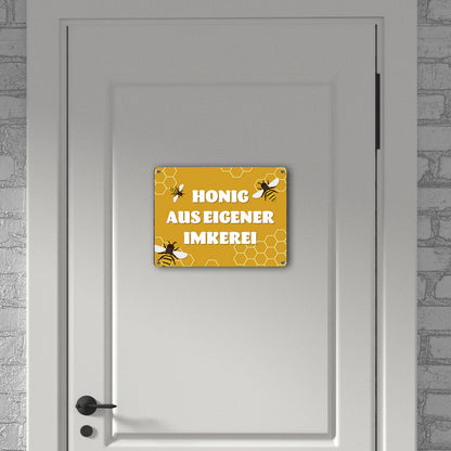 Imkerei Bienen Metallschild in 15x20 cm mit Spruch Honig aus eigener Imkerei