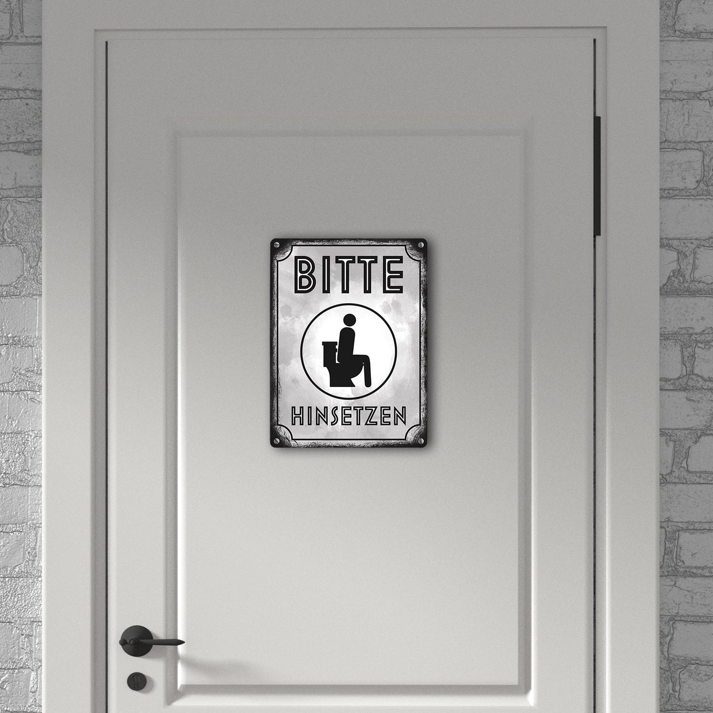 Bitte hinsetzen Metallschild in 15x20 cm für Badezimmer oder WC