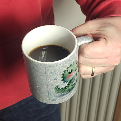 Baby Krokodil Glitzer-Kaffeebecher