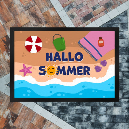 Hallo Sommer Fußmatte XL in 40x60 cm mit Strandmotiv