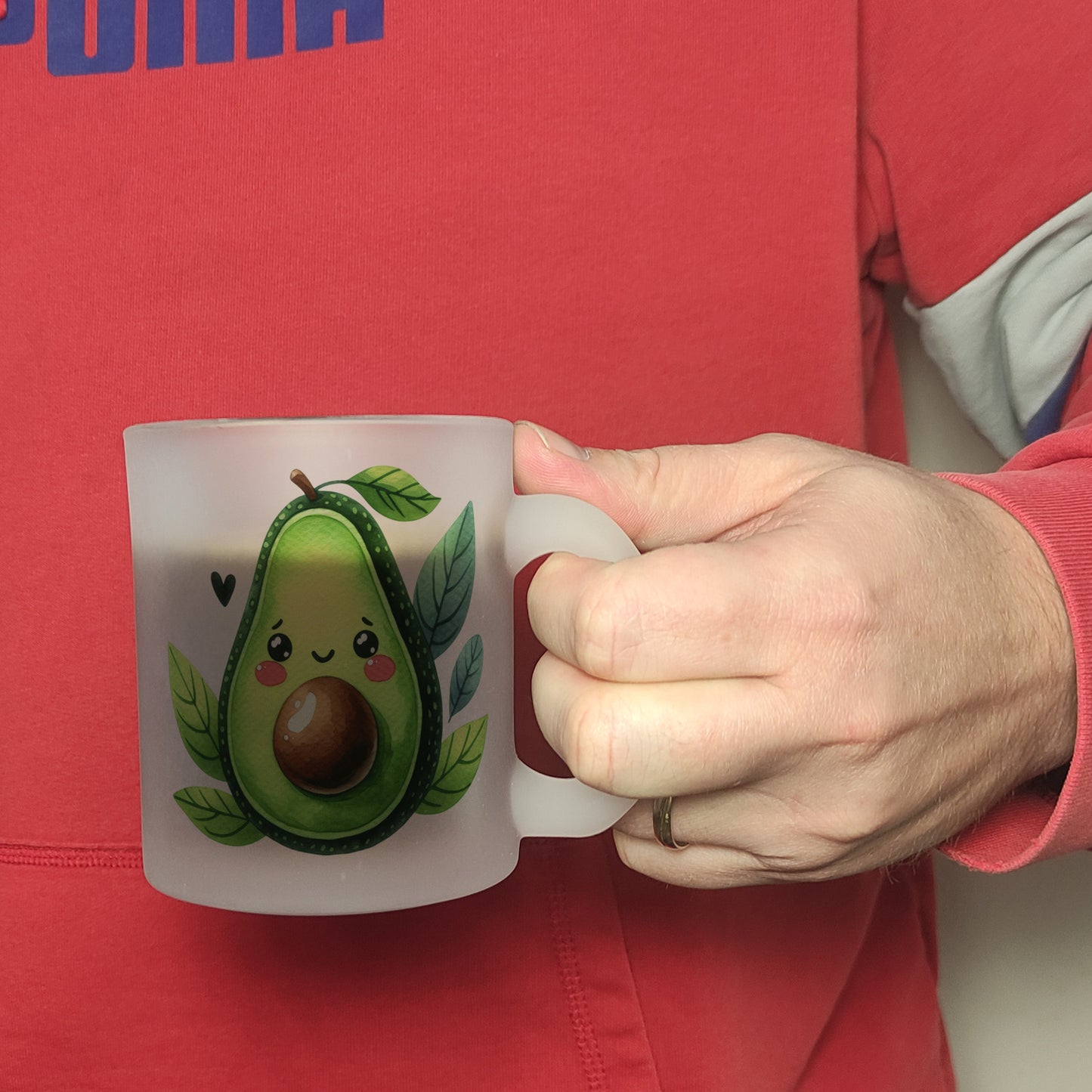 Lächelnde Avocado Glas Tasse