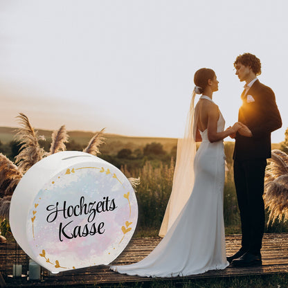 Hochzeit Spardose aus Keramik mit dekorativem Design und goldenen Herzen - Hochzeitskasse