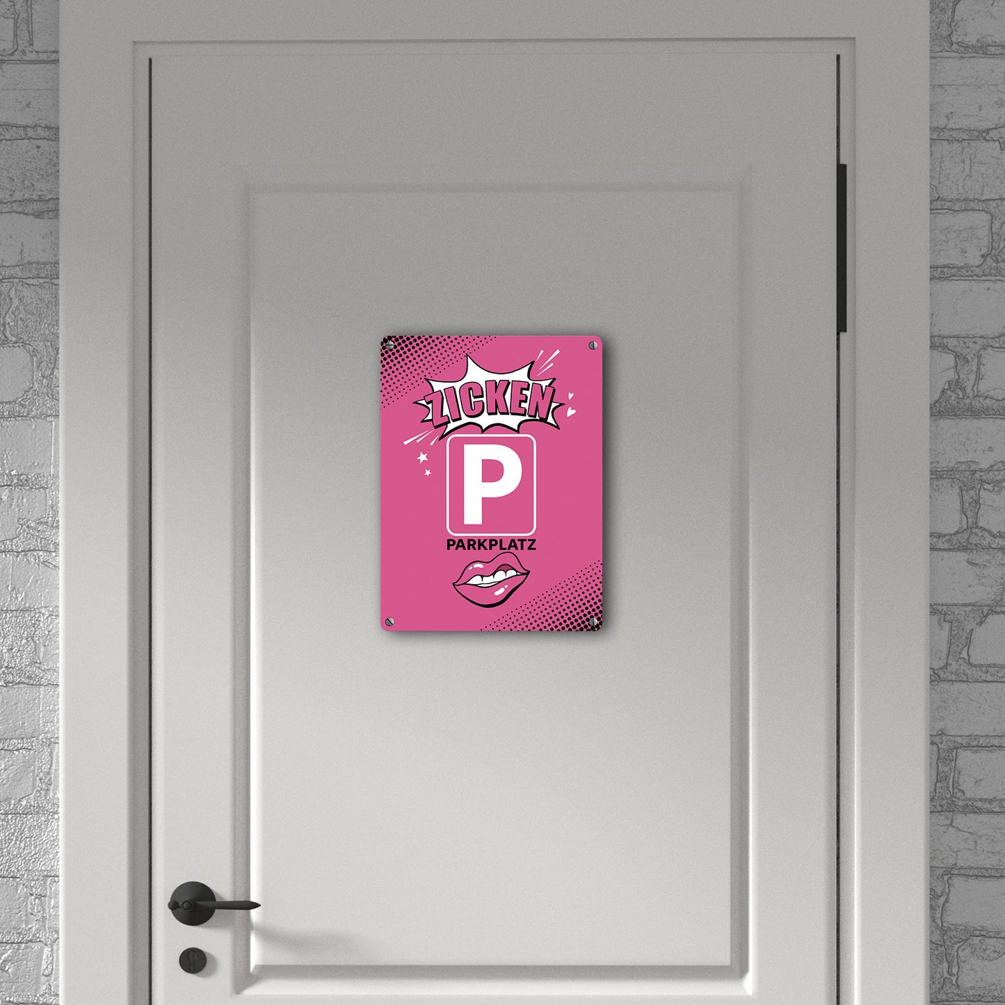 Zicke Metallschild in 15x20 cm mit Spruch Zicken Parkplatz