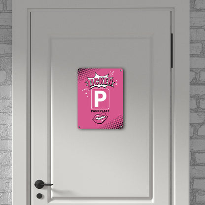 Zicke Metallschild in 15x20 cm mit Spruch Zicken Parkplatz