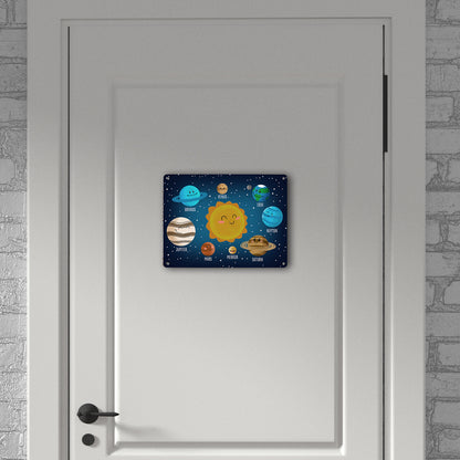 Sonnensystem Metallschild XL in 21x28 cm mit niedlichen Planeten