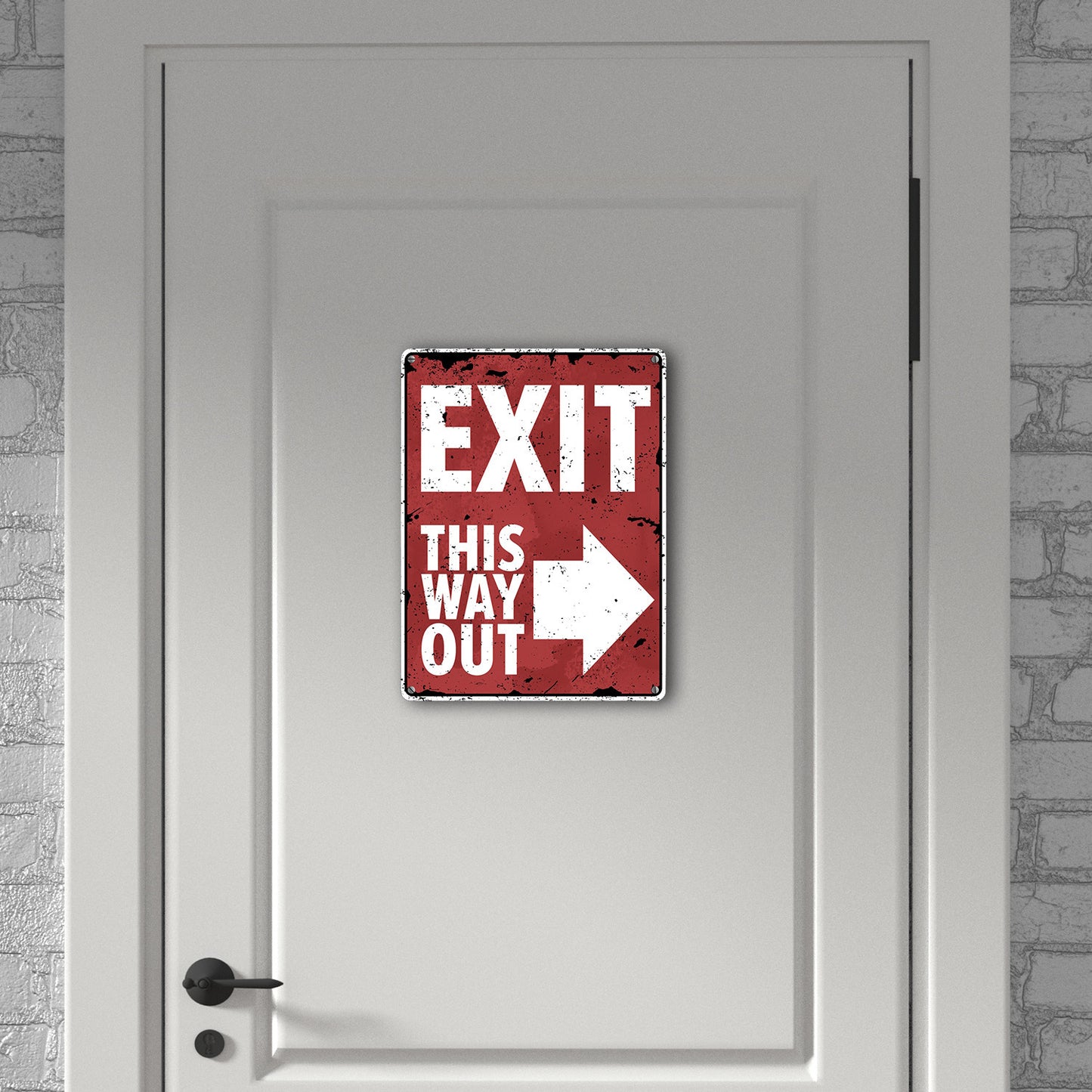 Exit this way out Metallschild XL in 21x28 cm mit Pfeil nach rechts