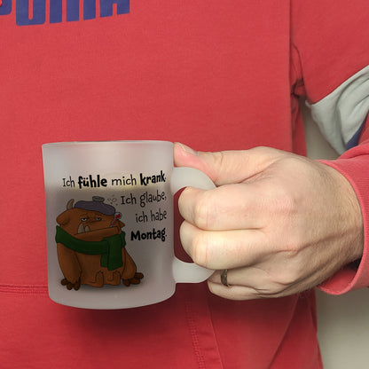 Freches Monster in orange Glas Tasse mit lustigem Spruch