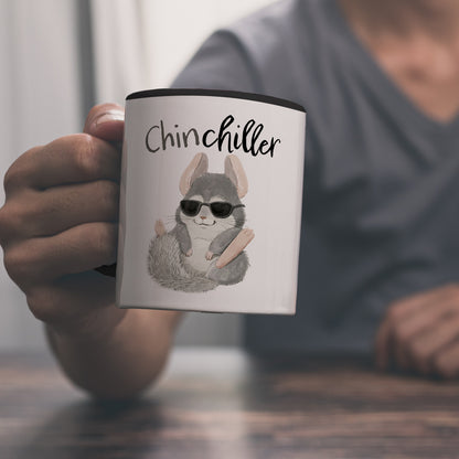 Chinchilla Kaffeebecher in schwarz mit Spruch Chinchiller