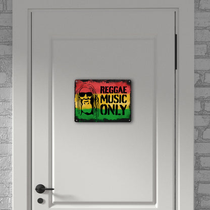 Reggae Music Only Metallschild XL in 21x28 cm mit Rastafarigesicht