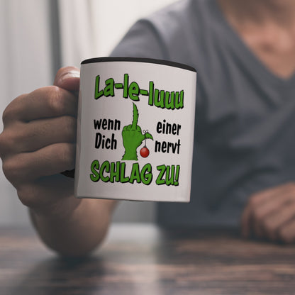 La-le-luuu Kaffeebecher in schwarz mit Spruch Wenn Dich einer nervt schlag zu