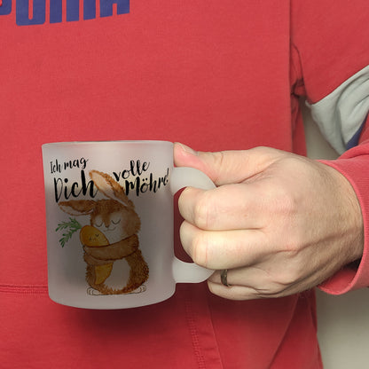 Hase Glas Tasse mit Spruch Ich mag dich volle Möhre