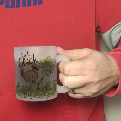 Maus Glas Tasse mit Spruch Viel Glück