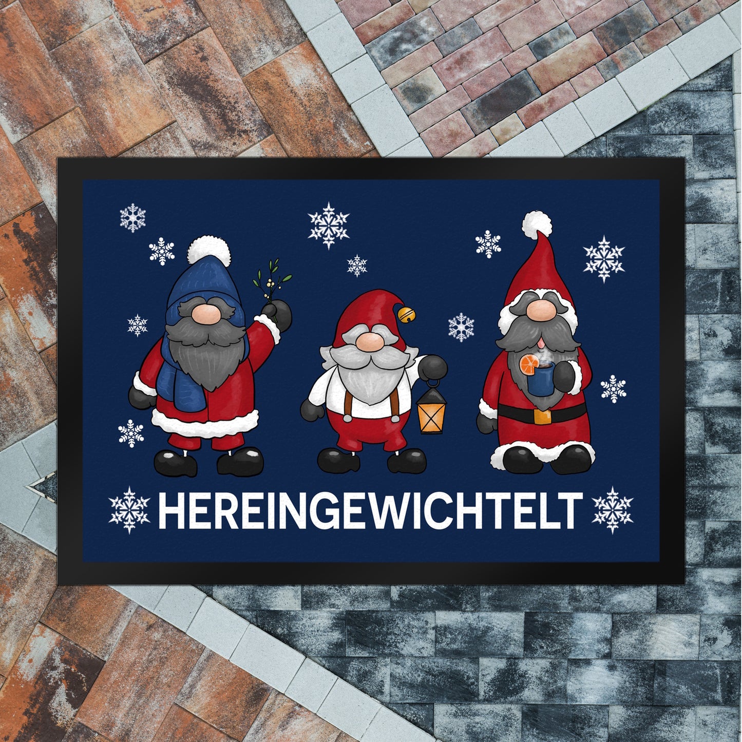 Hereingewichtelt Weihnachtswichtel Fußmatte XL in 40x60 cm in blau