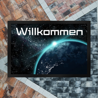 Willkommen im Weltall Fußmatte XL in 40x60 cm mit Weltraummotiv