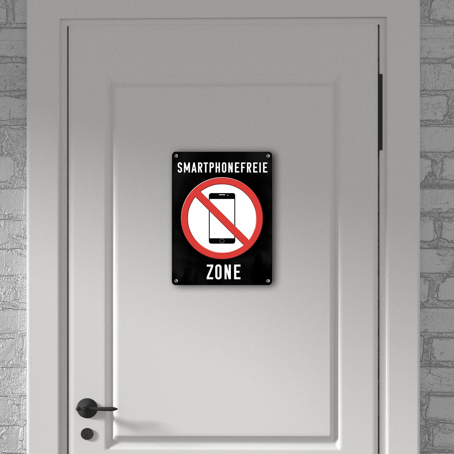 Smartphonefreie Zone Handy verboten Metallschild in 15x20 cm