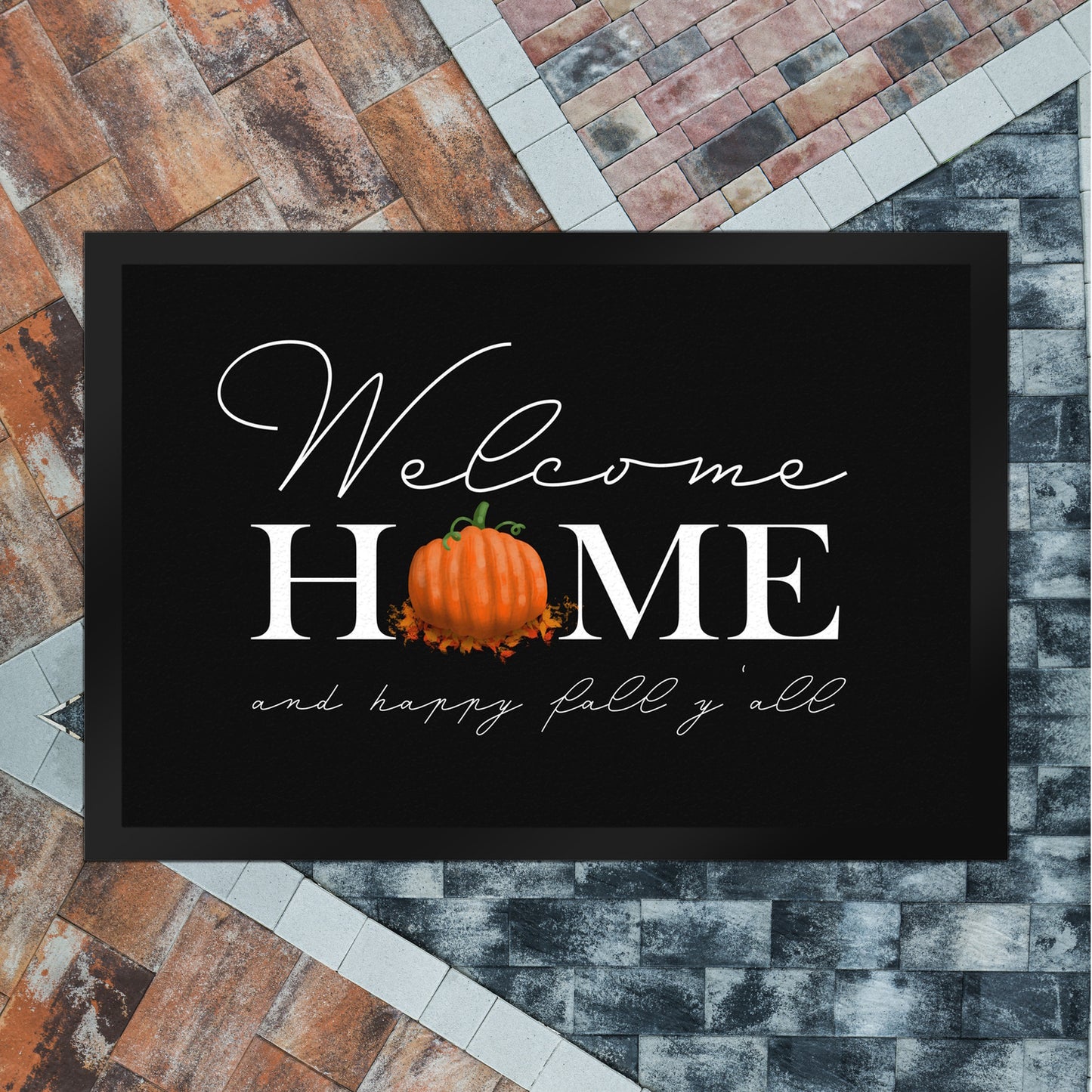 Welcome home Kürbis Fußmatte XL in 40x60 cm mit Spruch - and happy fall y'all