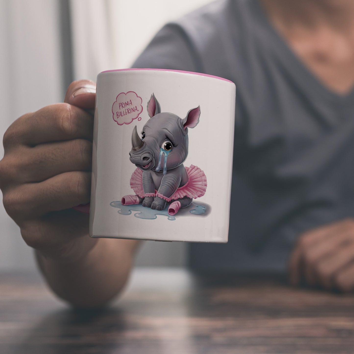 Baby-Nashorn Ballerina Kaffeebecher in rosa - Prima Ballerina