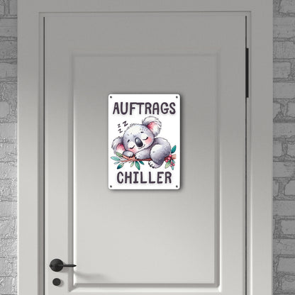 Schlafender Koala Metallschild XL in 21x28 cm mit Spruch Auftragschiller