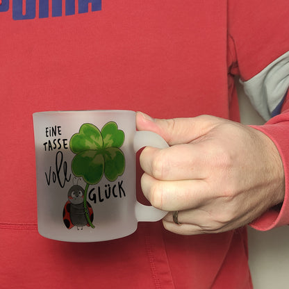 Marienkäfer Glas Tasse mit Spruch Eine Tasse voll Glück