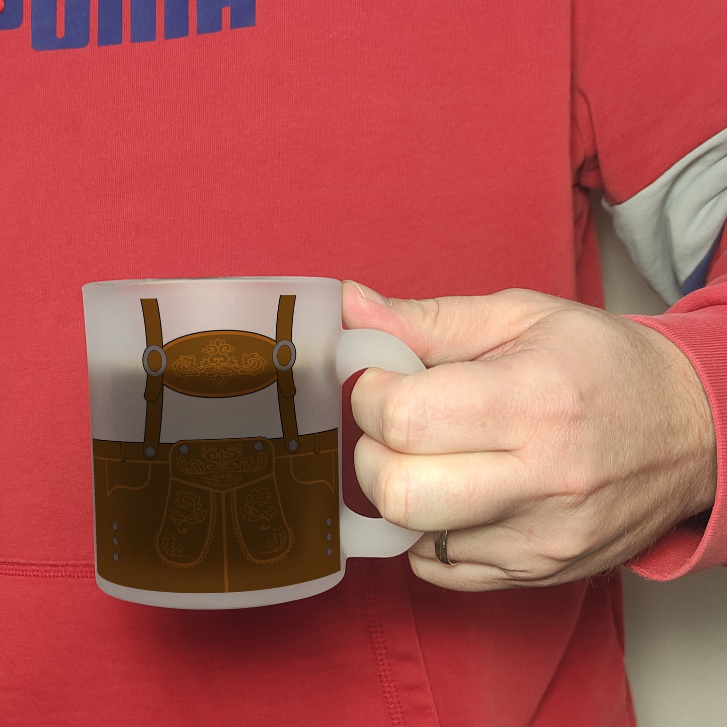 Lederhosen-Motiv Glas Tasse